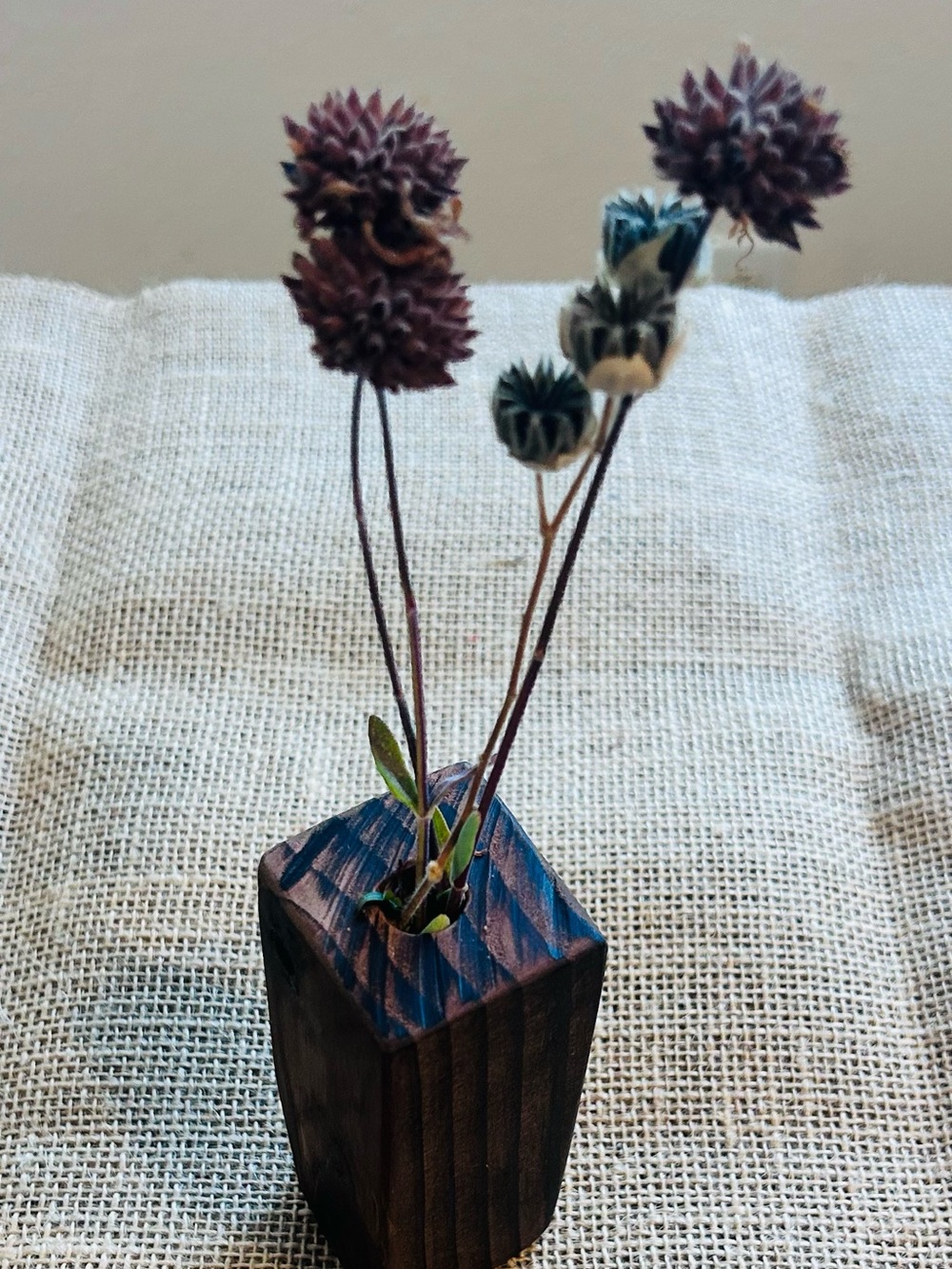 Handcrafted Dark Brown Wooden Bud Vase Trio - Rustic Home Accents - Picture 5 of 6